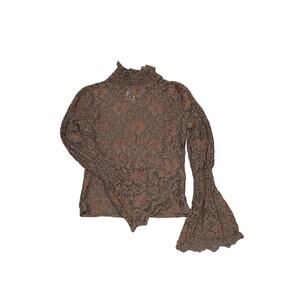 BeBe, Sheer Brown Lace‎ Long Sleeve Top, Size S, KB180